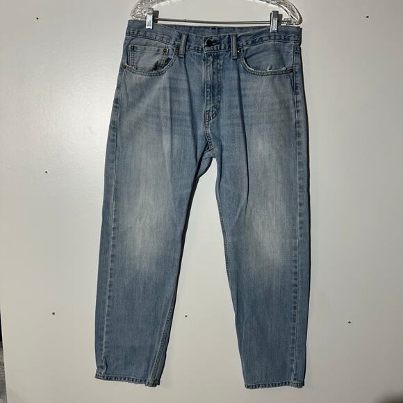 Levi’s 505 Taper Leg Straight Light Blue Washed Denim Jeans Men’s Size 34x30 - Picture 1 of 7
